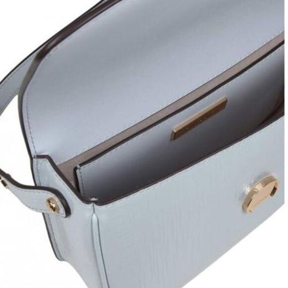 NWT ✅ Tory Burch Robinson Shoulder Bag Embossed Leather ICE BLUE #154731 ⭐ NWT - Picture 6 of 16